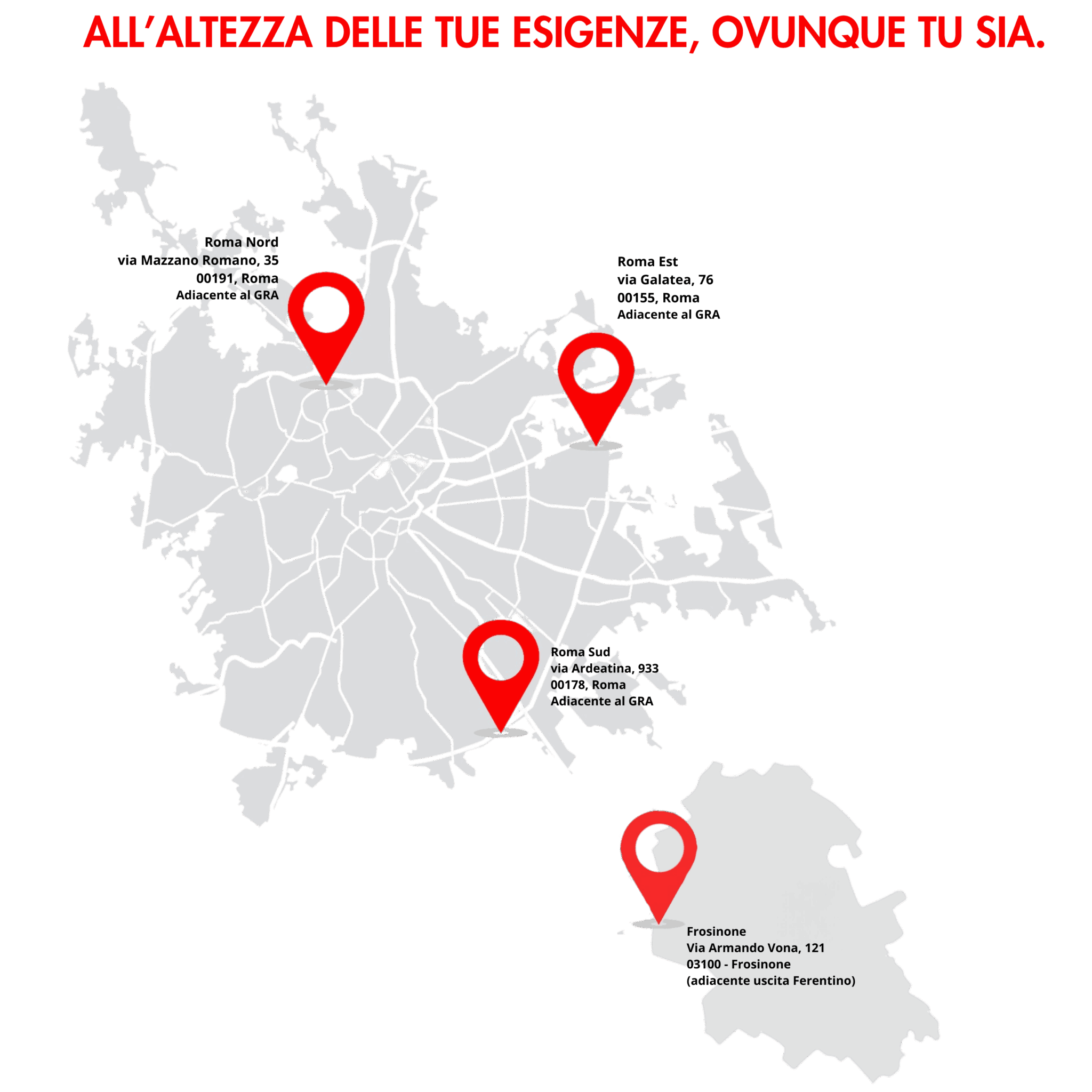 Mappa con la nuova sede Top Noleggio a Frosinone evidenziata