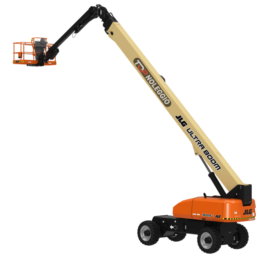 Piattaforma telescopica diesel JLG da 48 metri utilizzata per lavori in quota su grandi cantieri esterni
